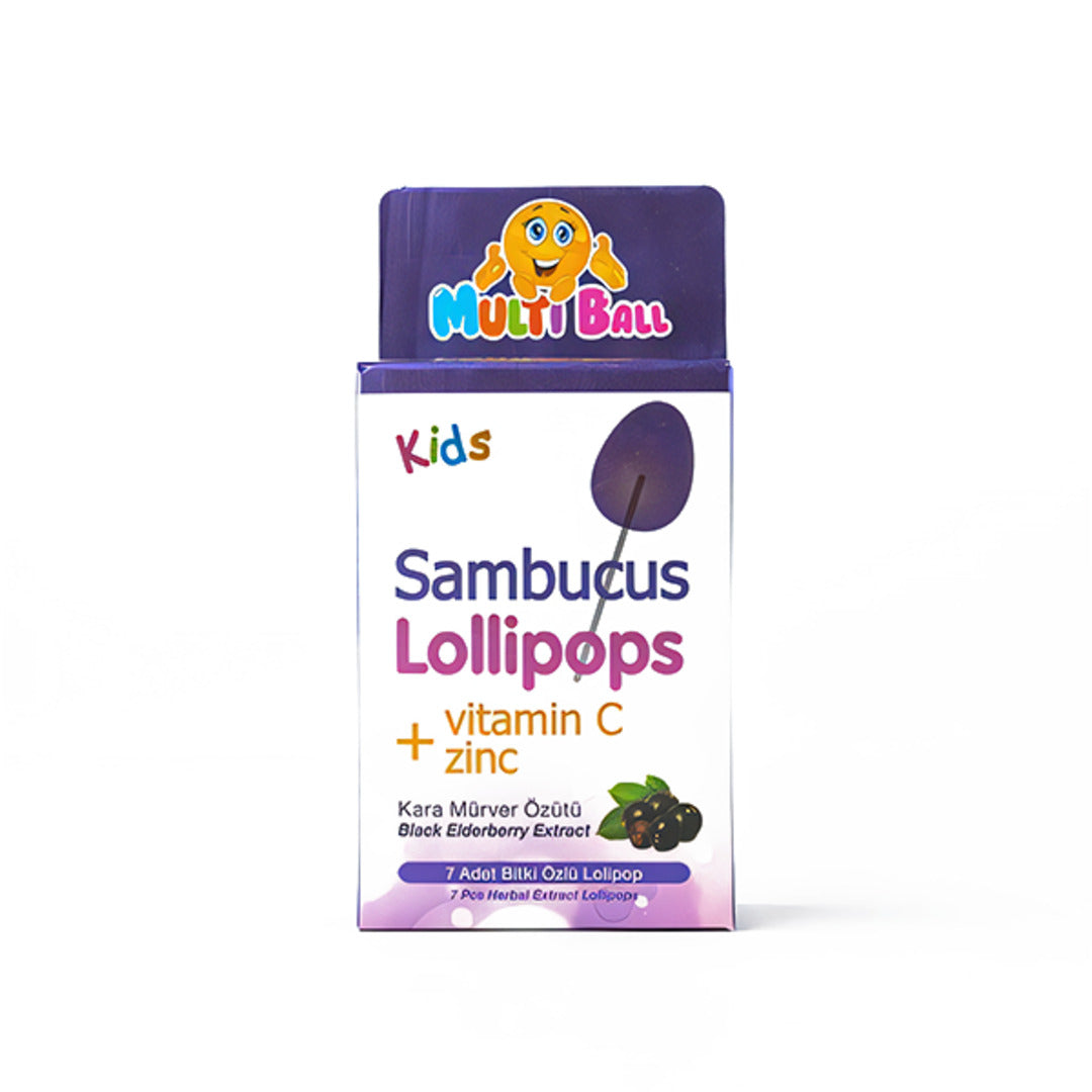 MULTIBALL Kids Lollipops Sambucus Vitamin C+zinc 7 Piece