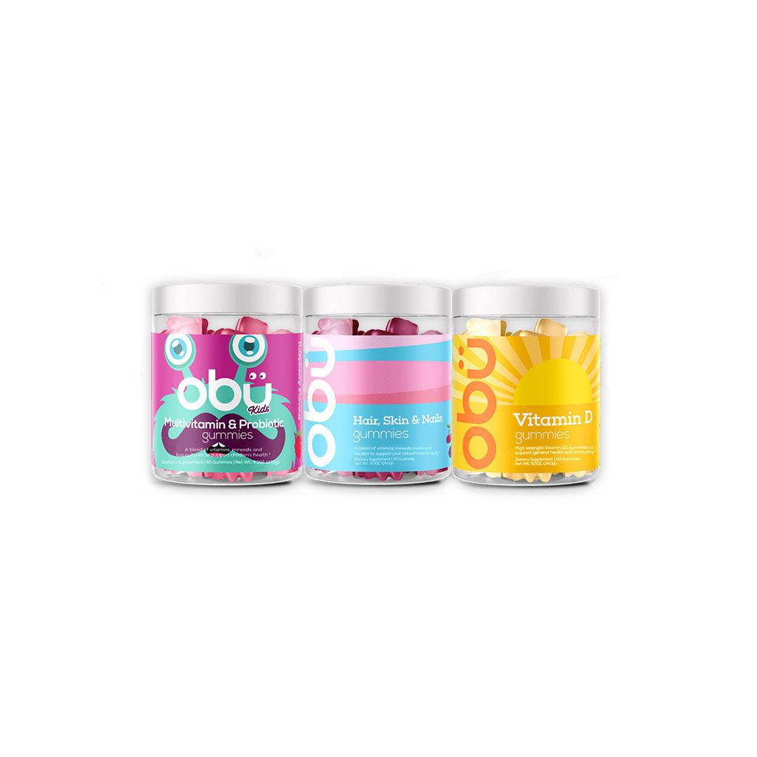 OBU Gummies Vitamins (Vitamin D + Hair & Nails + Multivitamin for Children)