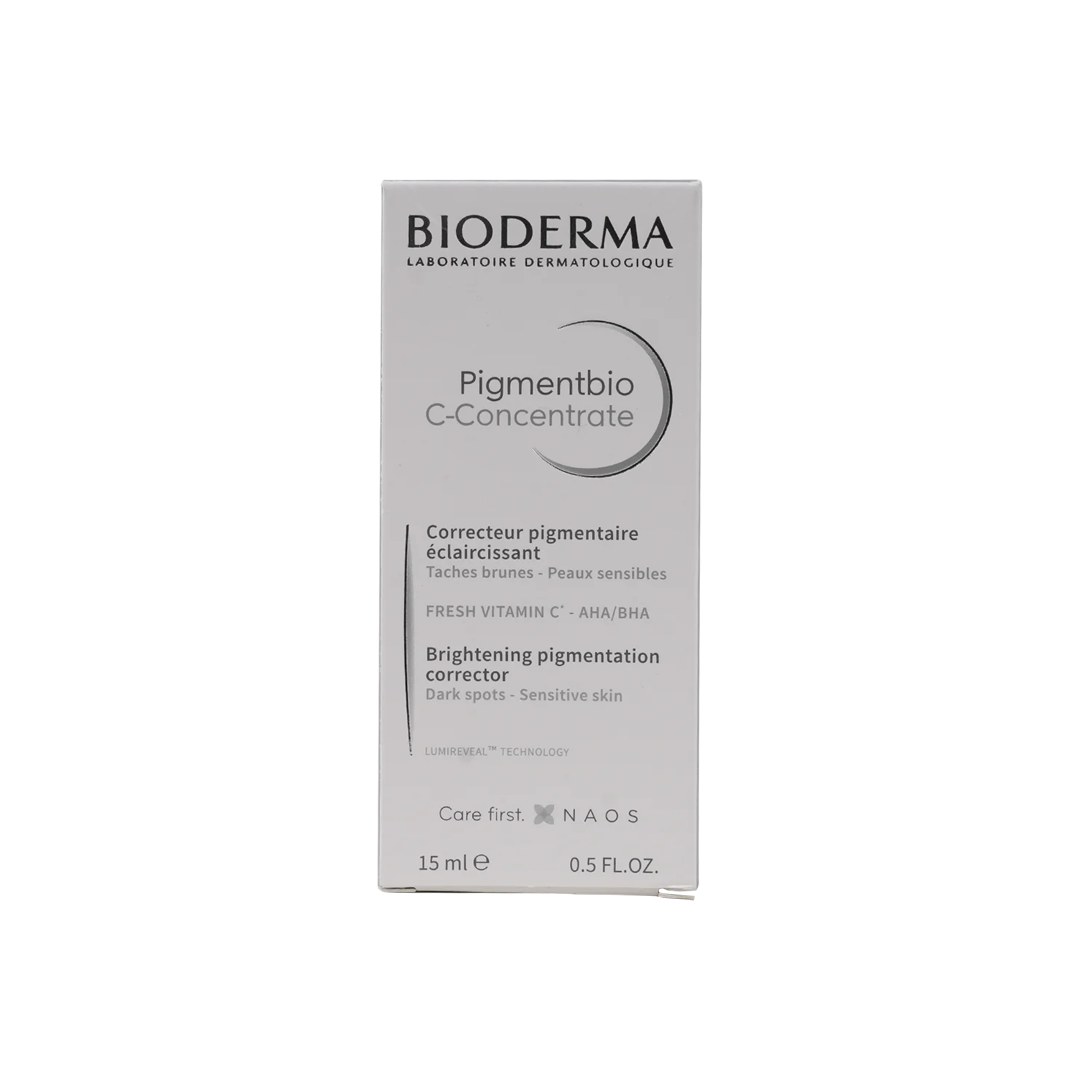 A box of BIODERMA Pigmentbio C-Concentrate, which is a skin serum designed to brighten the skin and reduce dark spots.