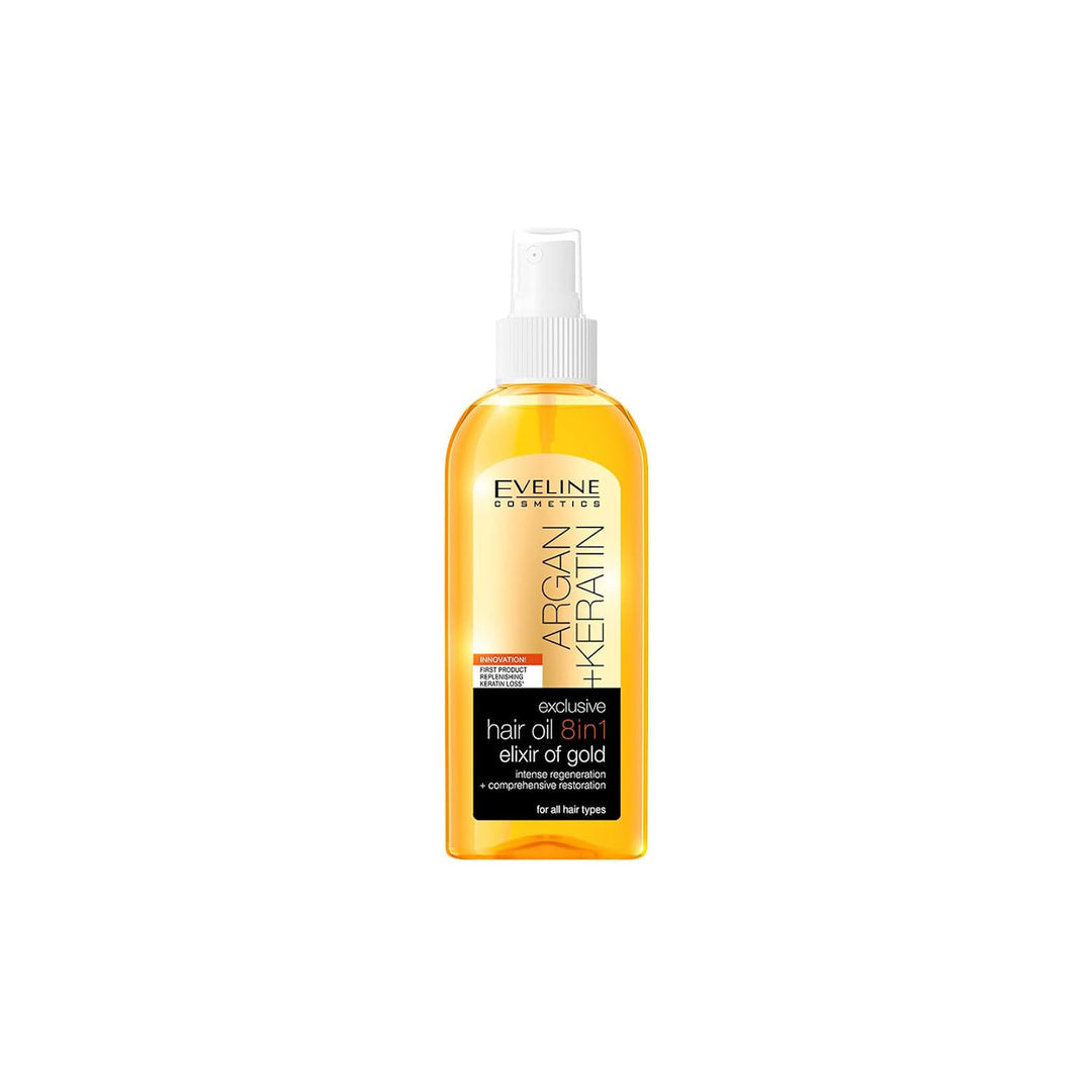 EVELINE Argan Keratin Hair Oil 8 in 1 Elixir Of Gold 150ml