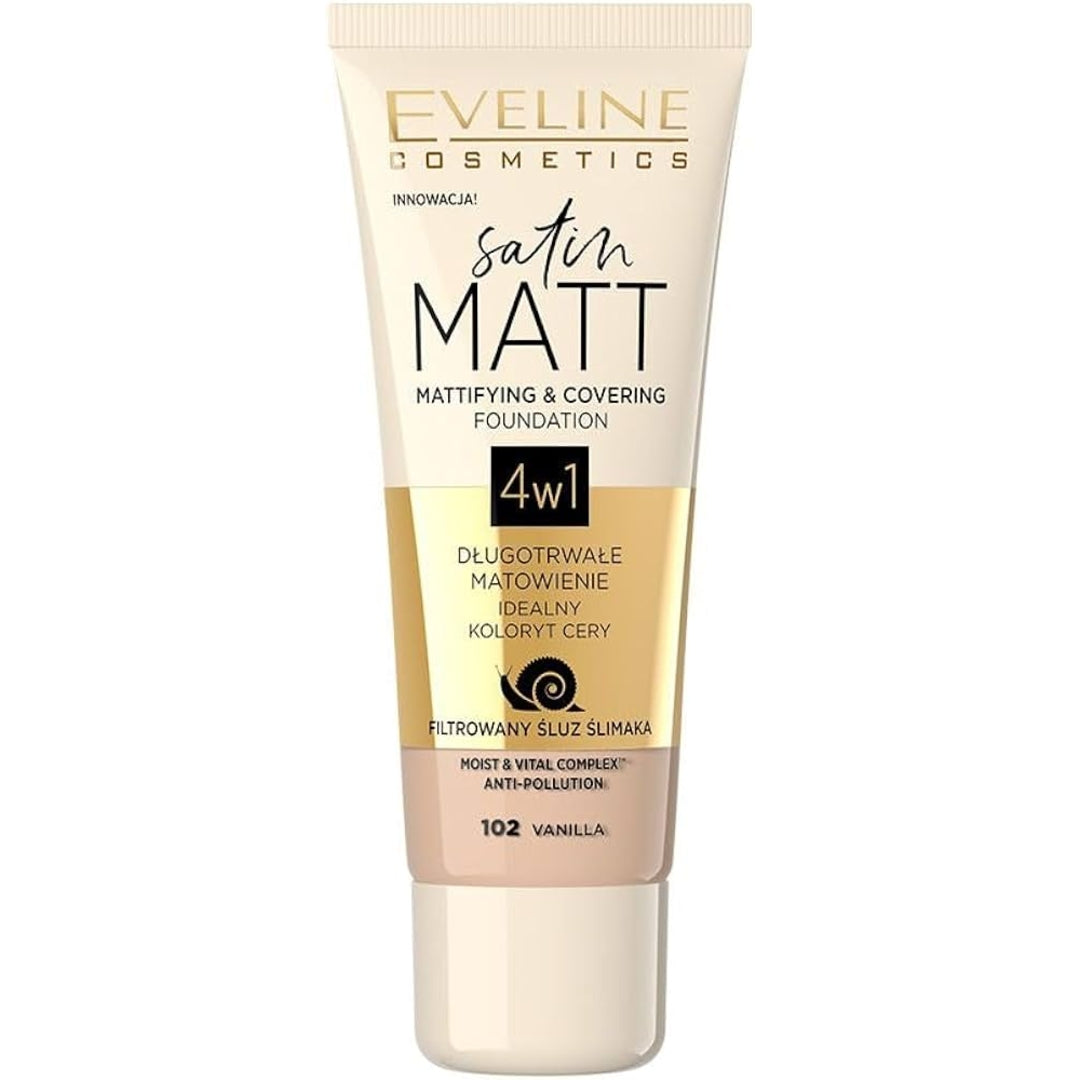 EVELINE Foundation &amp; Concealer 4 in 1 Matte Anti-Pollution No. 102 Vanilla 30 ml