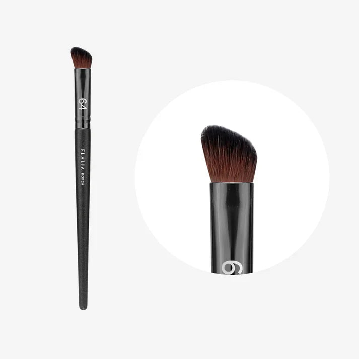 A single Flalia Si Real angled shadow brush with a black handle and angled brown brush head, displayed against a white background.