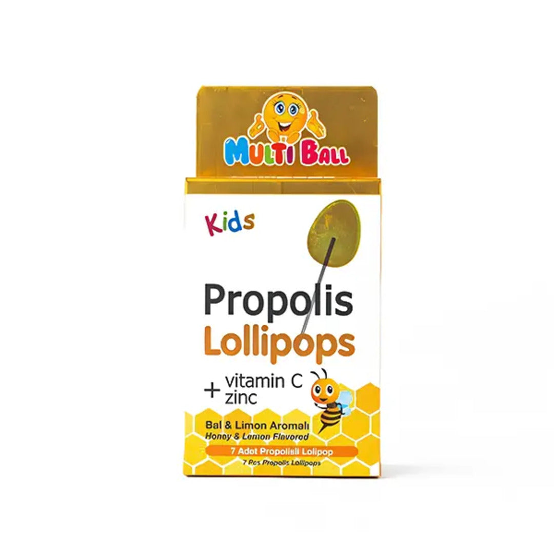 MULTIBALL Kids Proplis Lollipops Vitamin C+zinc 7 Piece