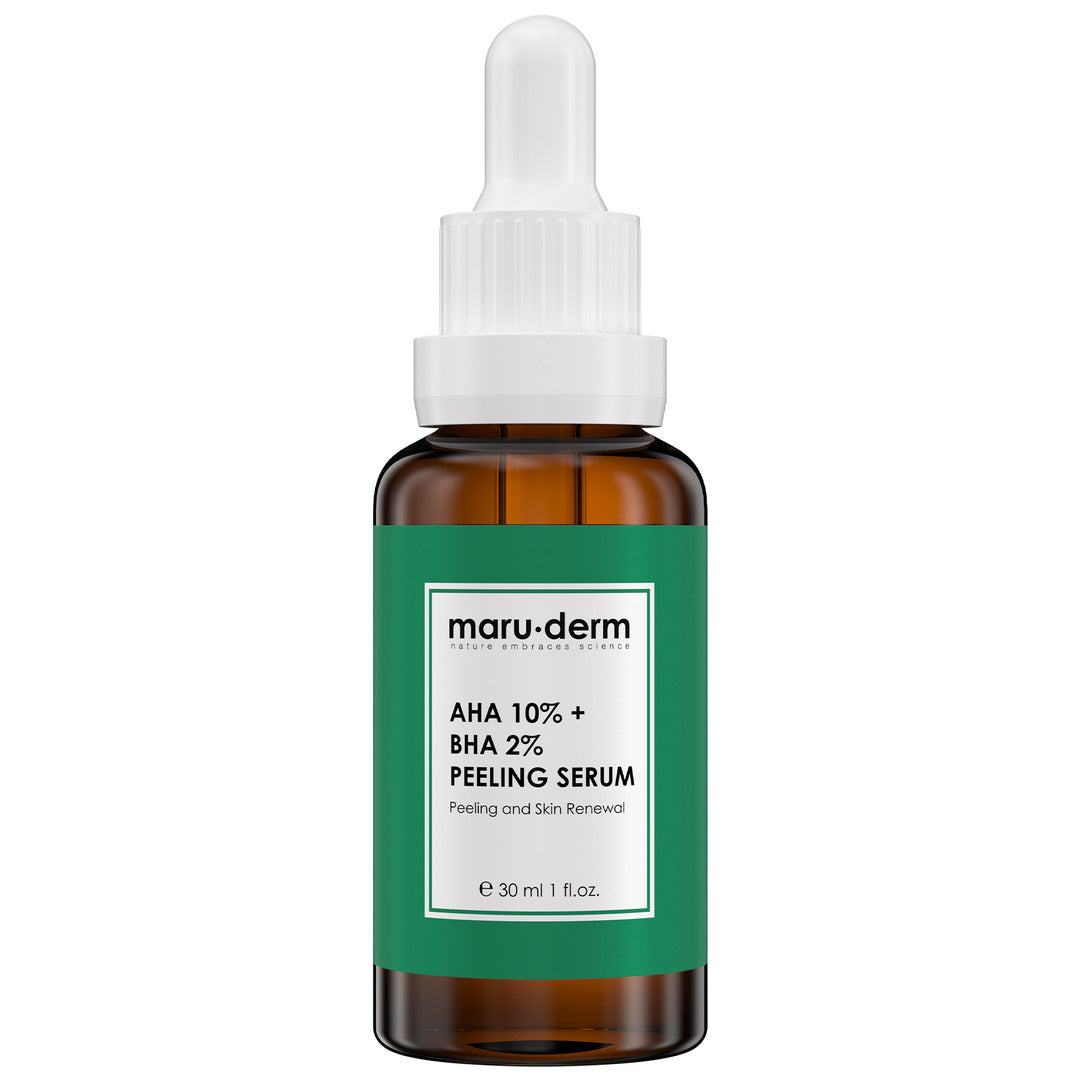 Brown serum bottle with green label on a white background
