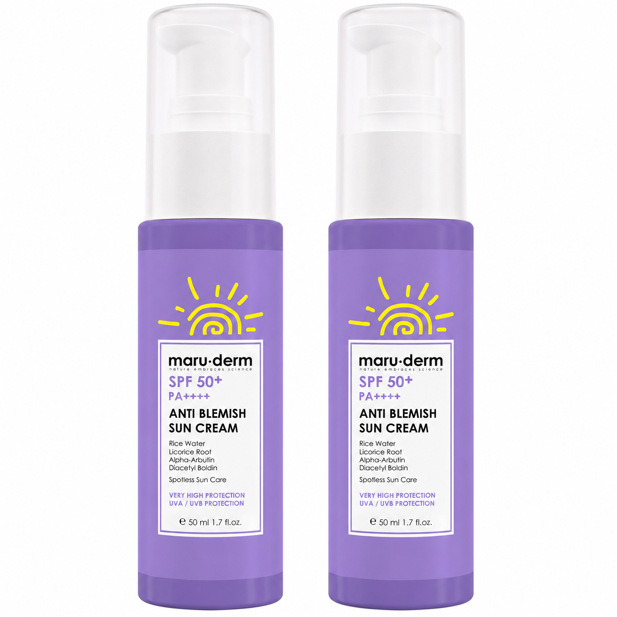 Maruderm SPF 50+ Anti-Blemish Sun Cream – 50 ml 1 + 1